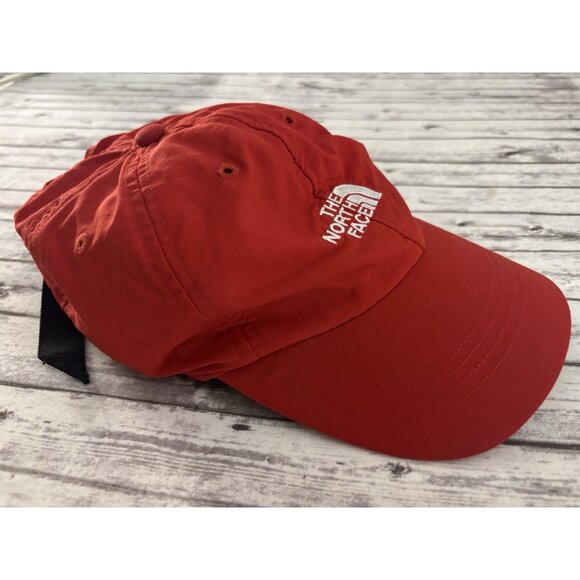The North Face Hat Cap Strap Back Red Nylon Embroidered Logo Mens Hiking - Picture 1 of 9